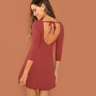 Shein Tie Open Back Fit And Flare Dress