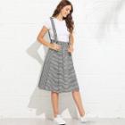 Shein Dual Pocket Side Striped Pinafore Skirt