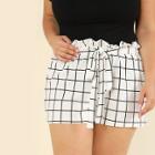Shein Plus Self Tie Waist Grid Shorts