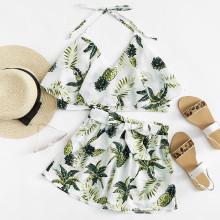 Shein Pineapple Print Halter Top With Shorts