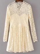 Shein Beige V Neck Lace Dress