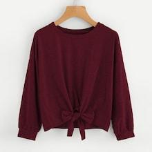 Shein Plus Knot Hem Solid Tee