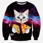 Shein 3d Star Cats Eat Pizza Printing Sweatshirts