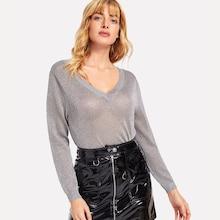 Shein Double V-neckline Sparkle Jumper