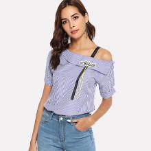 Shein Striped One-shoulder Blouse