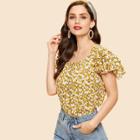 Shein Layered Sleeve Floral Print Top