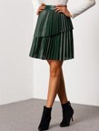 Shein Green Pleated Pu Skirt