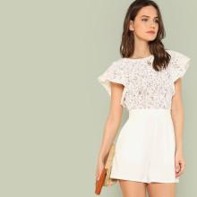 Shein Lace Bodice Ruffle Trim Romper