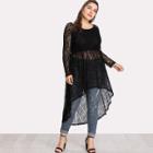 Shein Plus See-through Dip Hem Tee