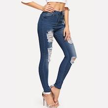 Shein Raw Hem Distressed Jeans