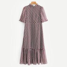 Shein Ruffle Hem Heart Pattern Dress
