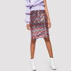 Shein Slit Hem Chevron Sequin Skirt