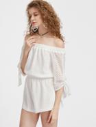 Shein Elasticized Shoulder And Waist Tie Sleeve Eyelet Playsuit
