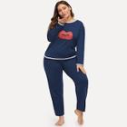Shein Plus Lip Print Pajama Set