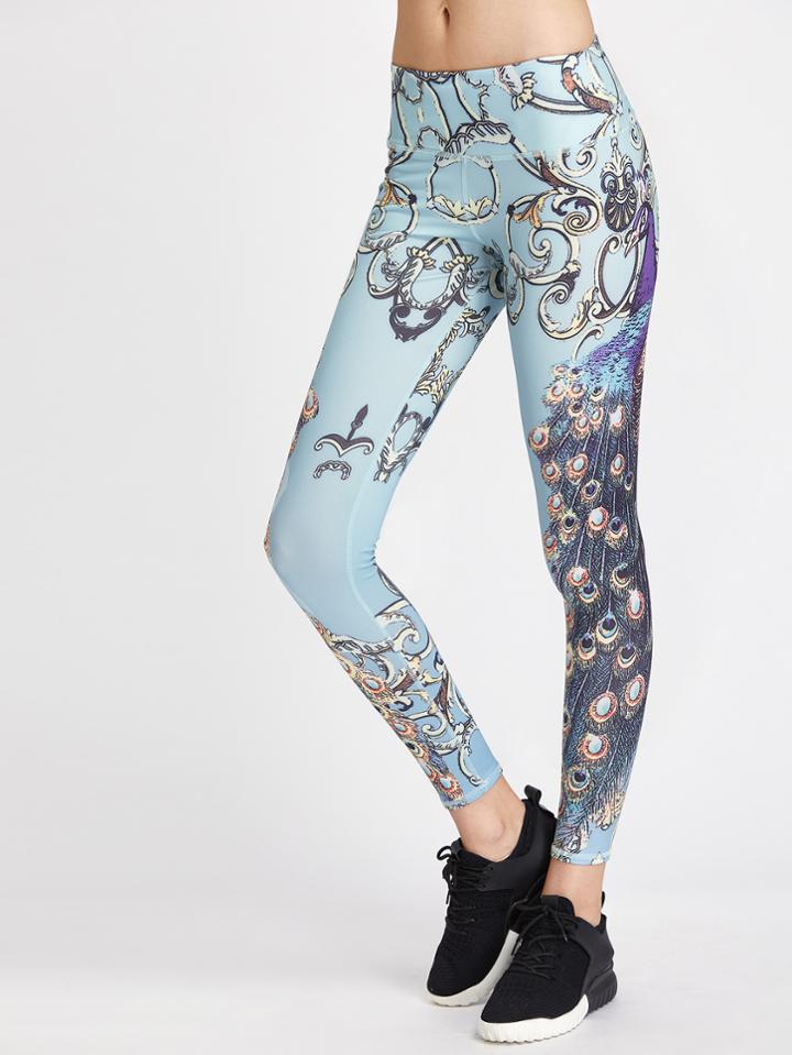 Shein Active Peacock Print Leggings