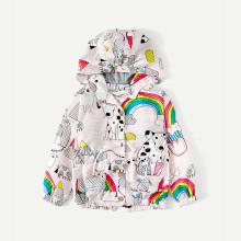 Shein Girls Cartoon Print Drawstring Hooded Jacket