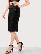 Shein Printed Waist Crushed Velvet Skirt