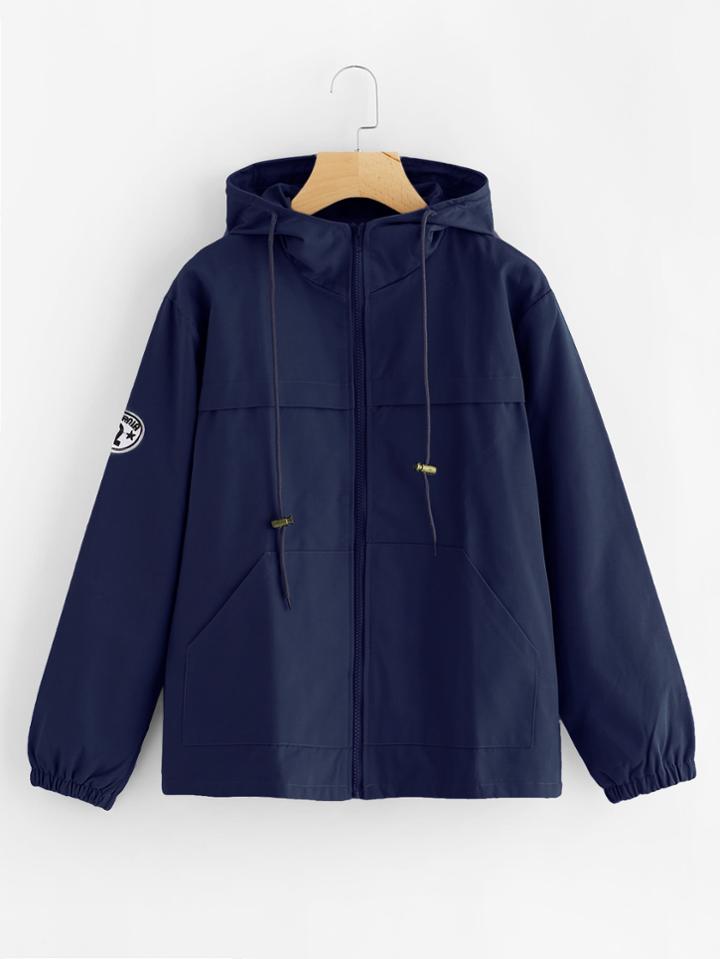 Shein Patch Detail Hooded Anorak