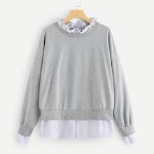 Shein Striped Panel 2 In 1 Sweatshirt