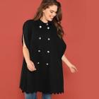 Shein Plus Double Breasted Scalloped Cape Coat