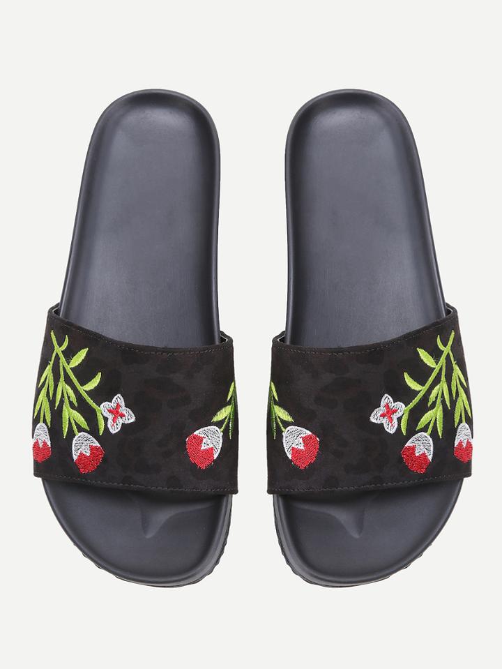 Shein Flower Embroidery Slip On Flats