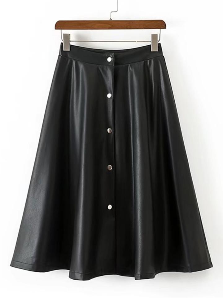Shein Button Up A Line Pu Skirt