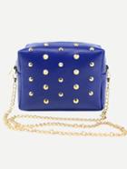 Shein Royal Blue Zipper Studded Pu Chain Bag