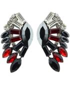 Shein Black Red Gemstone Wing Earrings