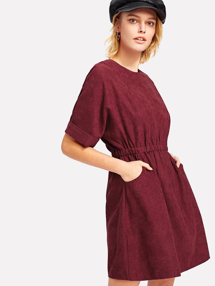 Shein Dolman Sleeve Corduroy Dress