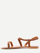 Shein Brown Faux Leather Open Toe Sandals