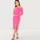 Shein Foldover Detail Cold Shoulder Split Dress