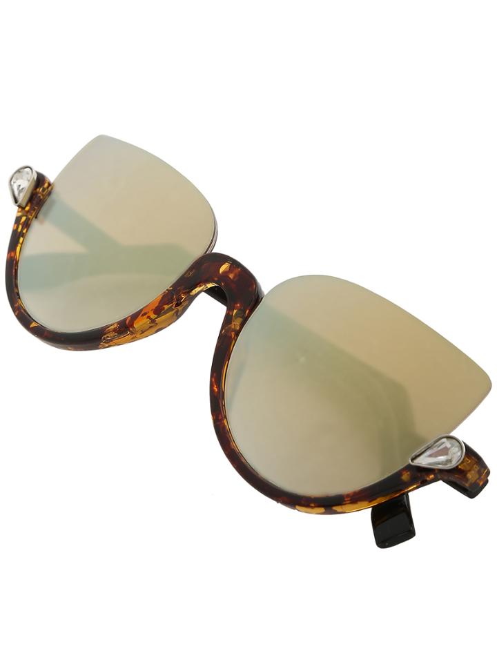Shein Cat Eye Brown Half Frame Sunglasses