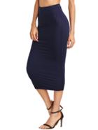 Shein Navy High Waist Sheath Skirt