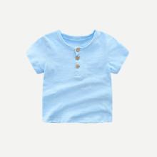 Shein Boys Button Detail Solid Tee