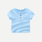 Shein Boys Button Detail Solid Tee