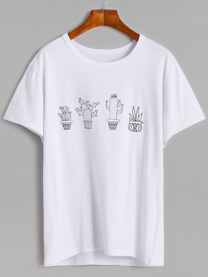 Shein Cactus Print T-shirt