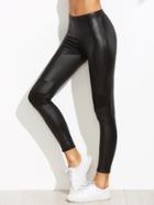 Shein Black Knee Patch Faux Leather Leggings