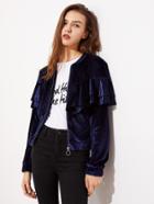 Shein Layered Flounce Trim Velvet Jacket