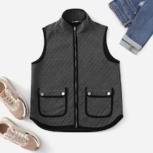 Shein Contrast Trim Pocket Front Vest Jacket