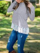 Shein Grey Hooded Peplum Hem Slim Top