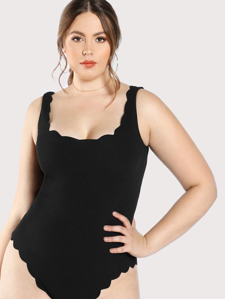 Shein Scallop Trim Tank Bodysuit