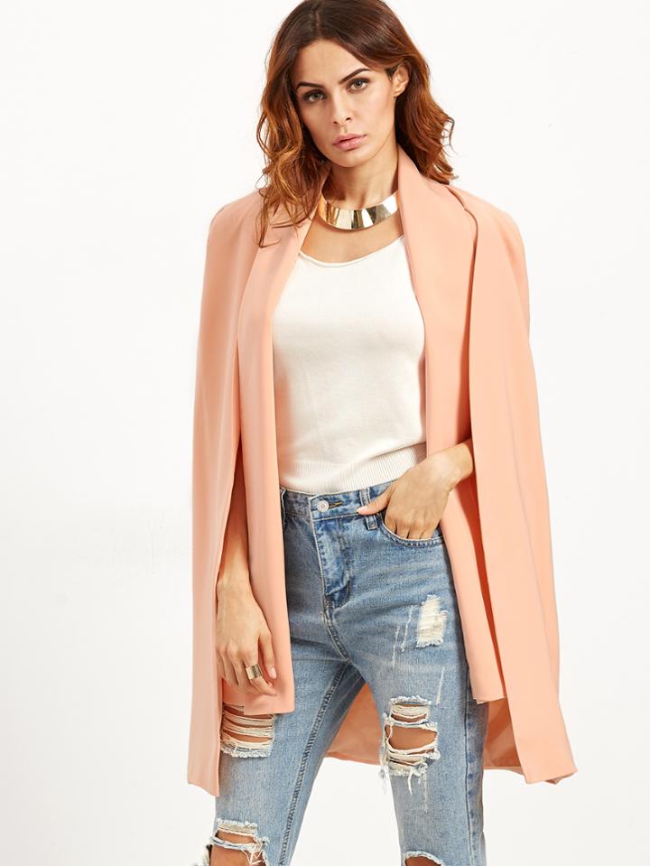 Shein Pink Shawl Collar Cape Blazer