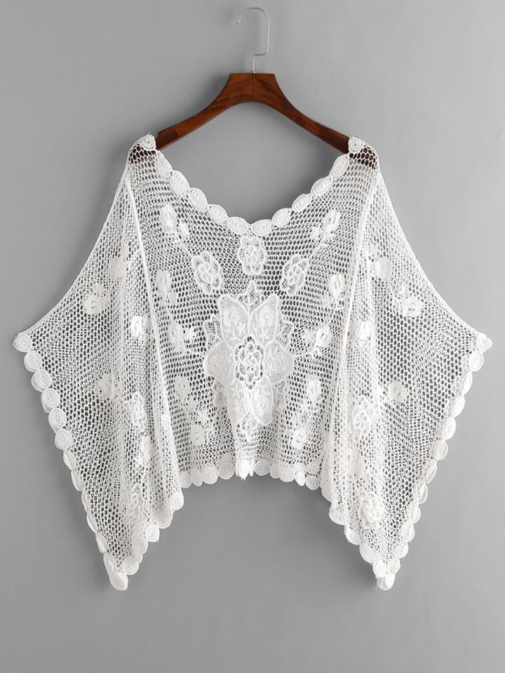 Shein Hollow Out Crochet Kaftan Cover Up