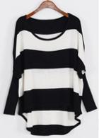 Rosewe Fine Quality Batwing Sleeve Round Neck Striped Sweaters