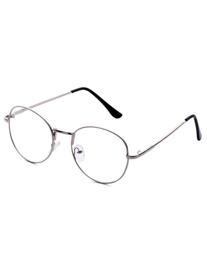 Shein Antique Silver Frame Clear Lens Glasses