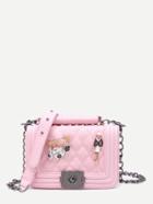 Shein Pink Quilted Leather Jelly Handbag With Chain Strap