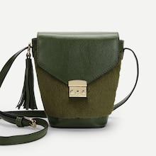 Shein Contrast Faux Fur Decor Flap Crossbody Bag