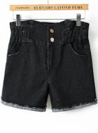 Shein Black High Waist Flange Denim Shorts
