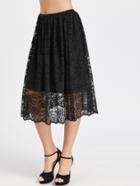 Shein Black Elastic Waist Lace Skirt