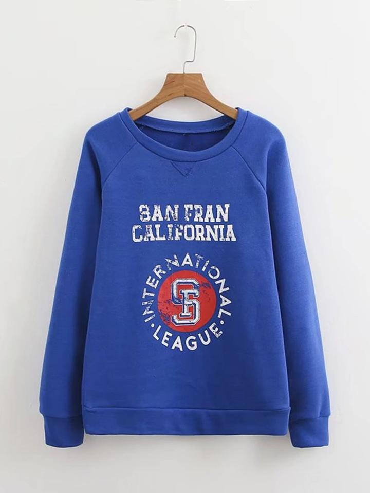 Shein Slogan Print Raglan Sleeve Sweatshirt
